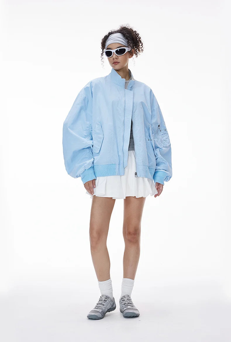 Blouson d'aviateur court à manches articulées pour femme – Colorblock écossais