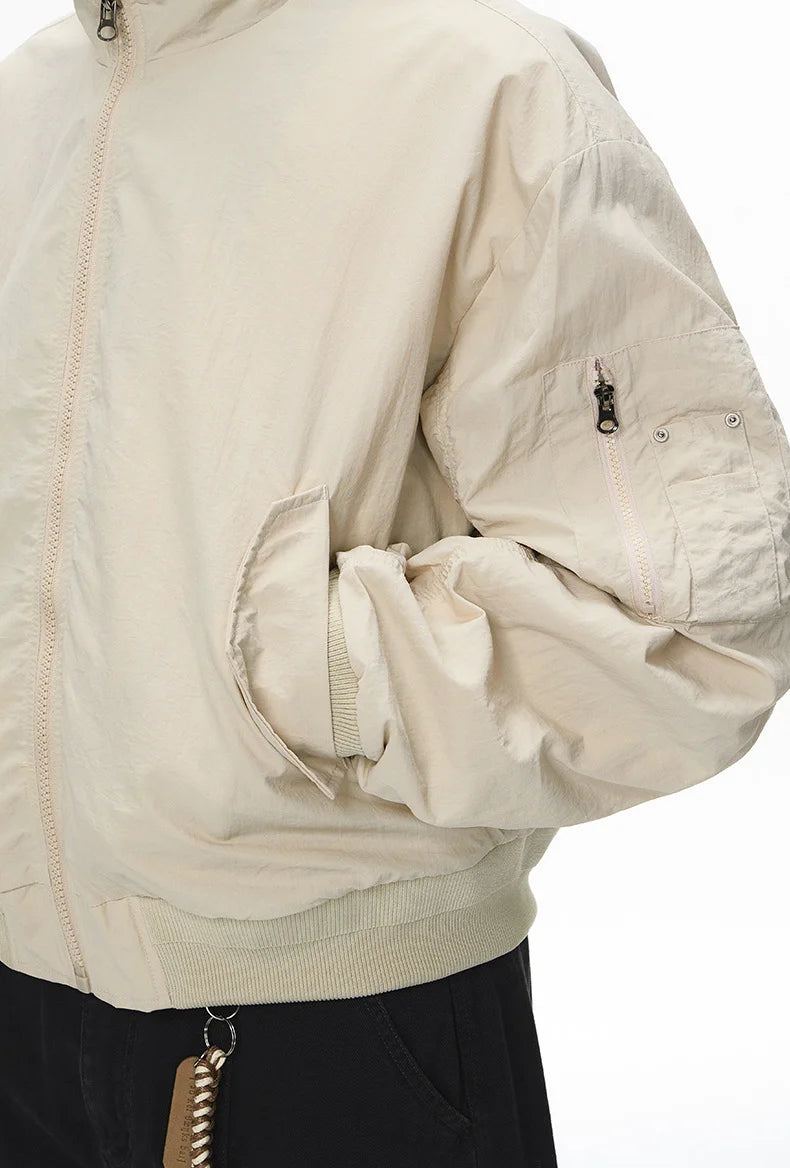 Men's Articulated Sleeves Cropped Flight Jacket – Plaid Colorblock