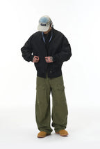 Men's Articulated Sleeves Cropped Flight Jacket – Plaid Colorblock