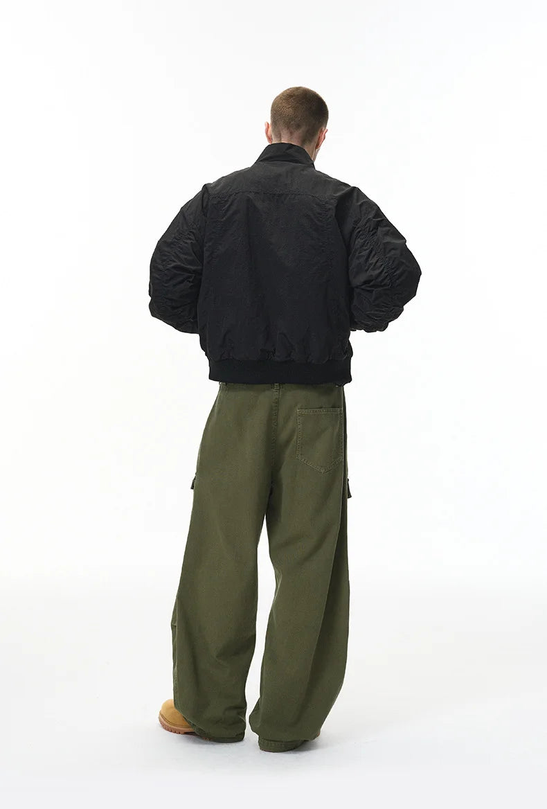 Men's Articulated Sleeves Cropped Flight Jacket – Plaid Colorblock