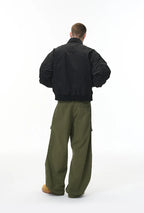 Men's Articulated Sleeves Cropped Flight Jacket – Plaid Colorblock