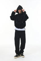 Ensemble sweat à capuche et pantalon de jogging non-genré en molleton déstructuré - F