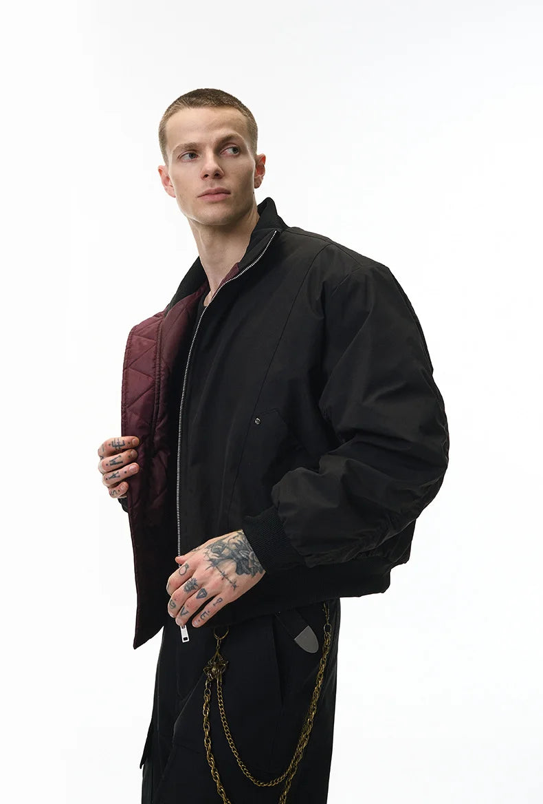 Men‘s Deconstructed Stand Collar Flight Jacket
