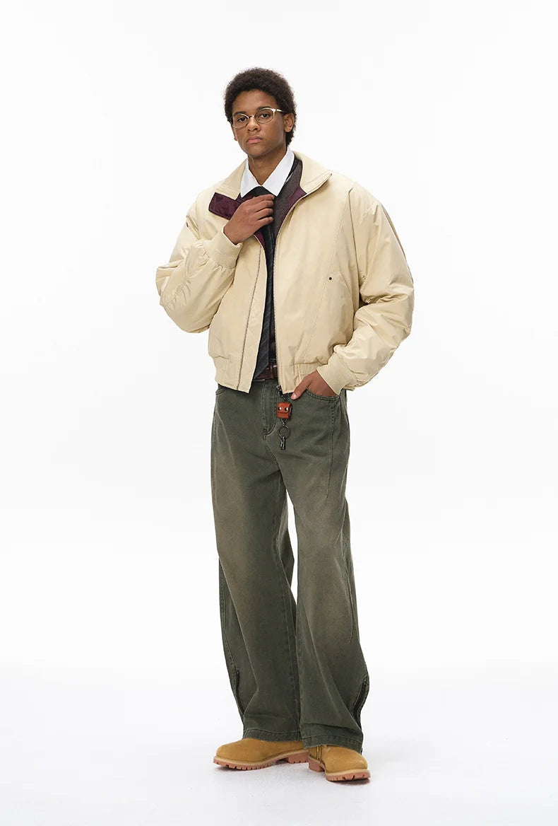 Blouson d'aviateur déstructuré à col montant pour homme