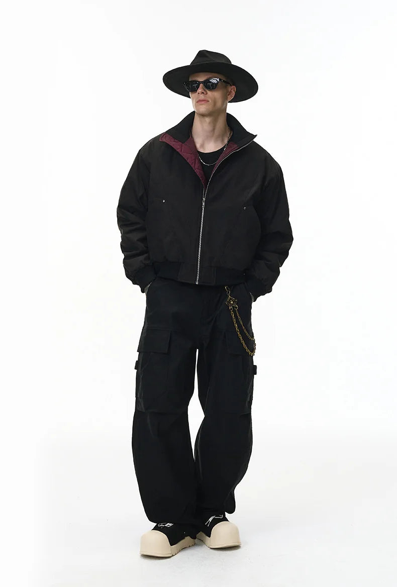 Men‘s Deconstructed Stand Collar Flight Jacket