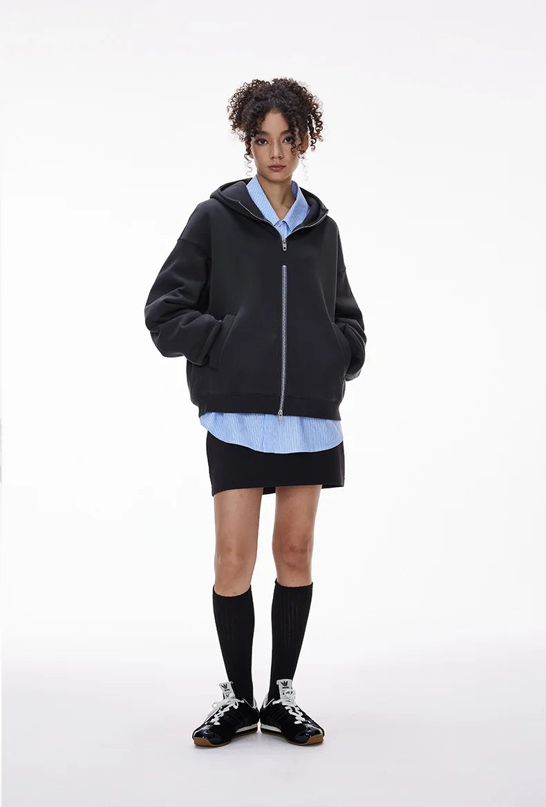 Veste polaire à capuche unisexe avec double fermeture éclair