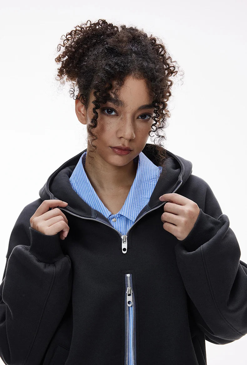 Veste polaire à capuche unisexe avec double fermeture éclair