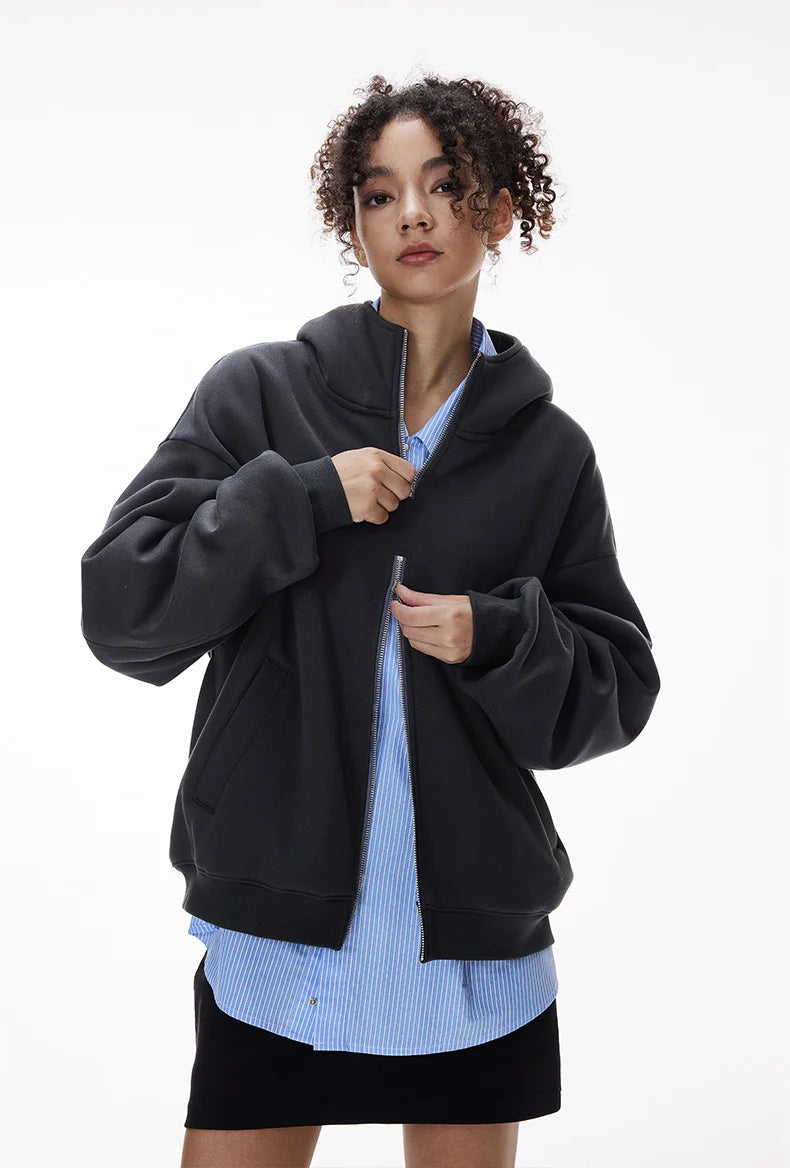 Veste polaire à capuche unisexe avec double fermeture éclair