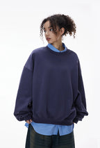 Sweat-shirt ras du cou unisexe en molleton à manches incurvées