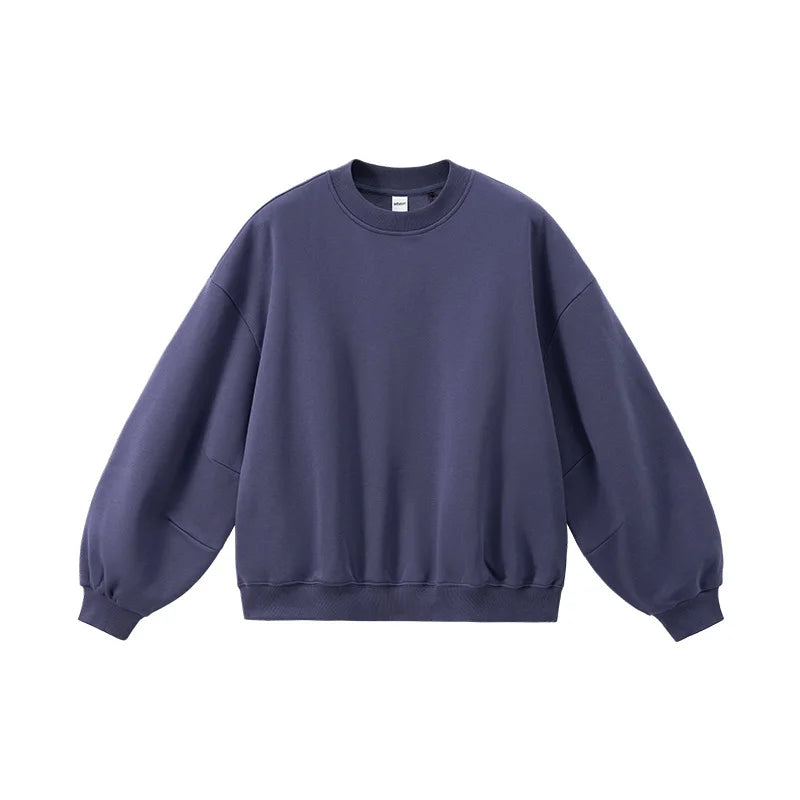 Sweat-shirt ras du cou unisexe en molleton à manches incurvées