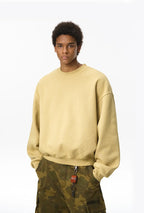 Sweat-shirt ras du cou unisexe en molleton à manches incurvées