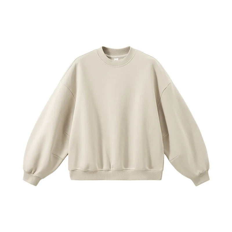 Sweat-shirt ras du cou unisexe en molleton à manches incurvées