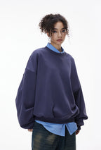 Sweat-shirt ras du cou unisexe en molleton à manches incurvées