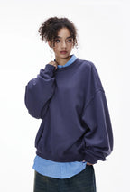 Sweat-shirt ras du cou unisexe en molleton à manches incurvées