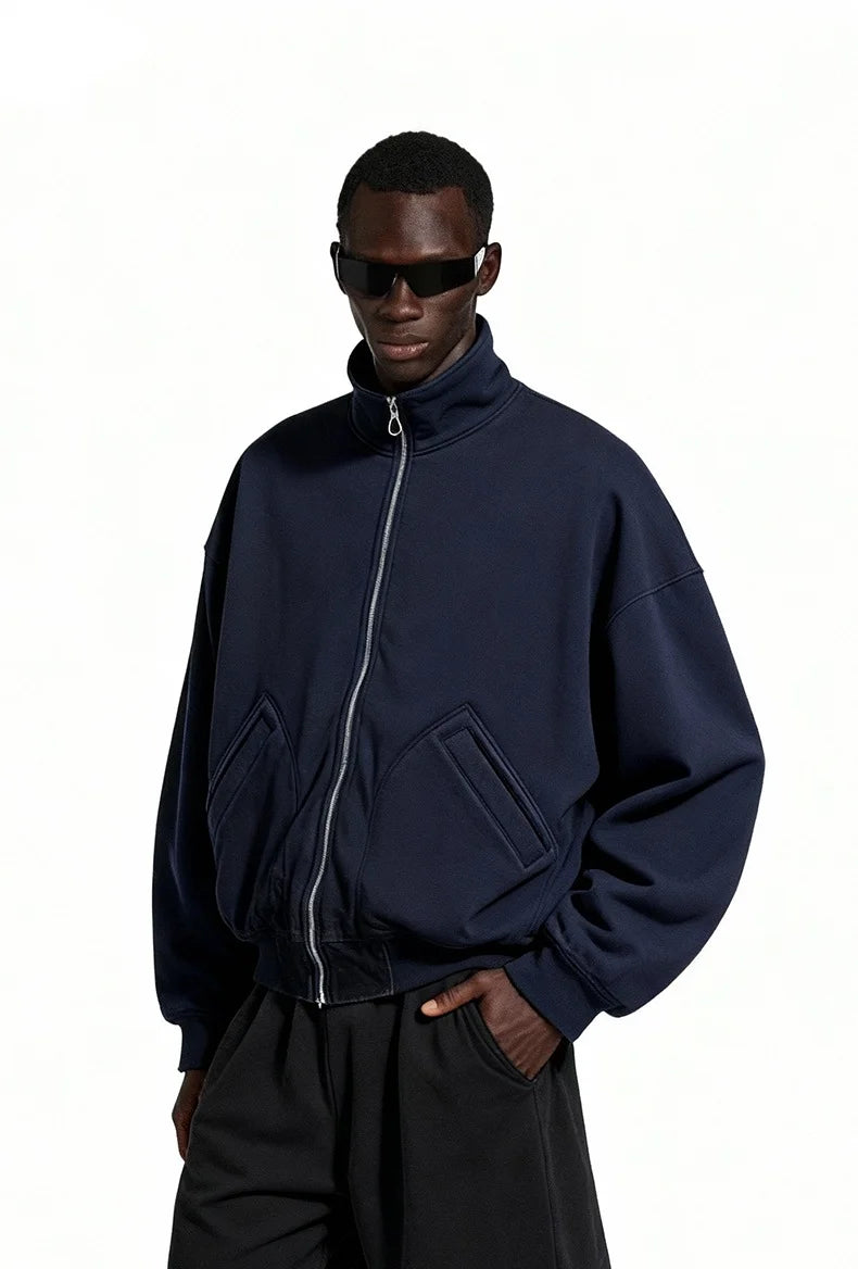Men's Fleece Stand Collar Zip Jacket