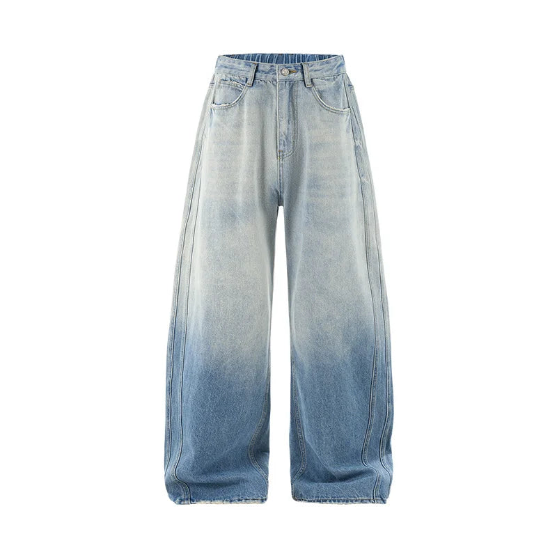 Kestrl "Erosion" Series: Gradient Wide-Leg Distressed Denim