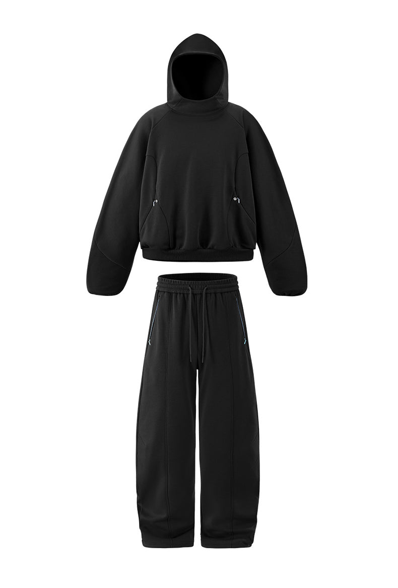 Ensemble sweat à capuche et pantalon de jogging non-genré en molleton déstructuré - F