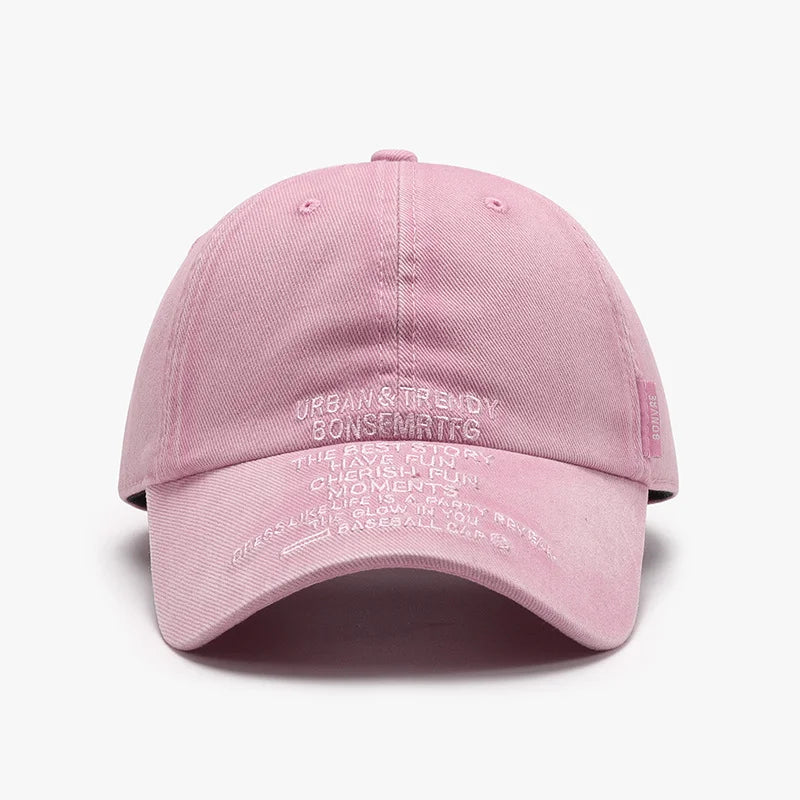 Casquette de baseball brodée en coton délavé vieilli