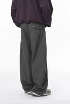 Streetwear Vintage Washed Frayed Detail Cargo Pants