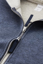 Sweat à capuche court unisexe coupe carrée avec empiècement contrastant et fermeture éclair double sens - F