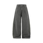 Streetwear Vintage Washed Frayed Detail Cargo Pants