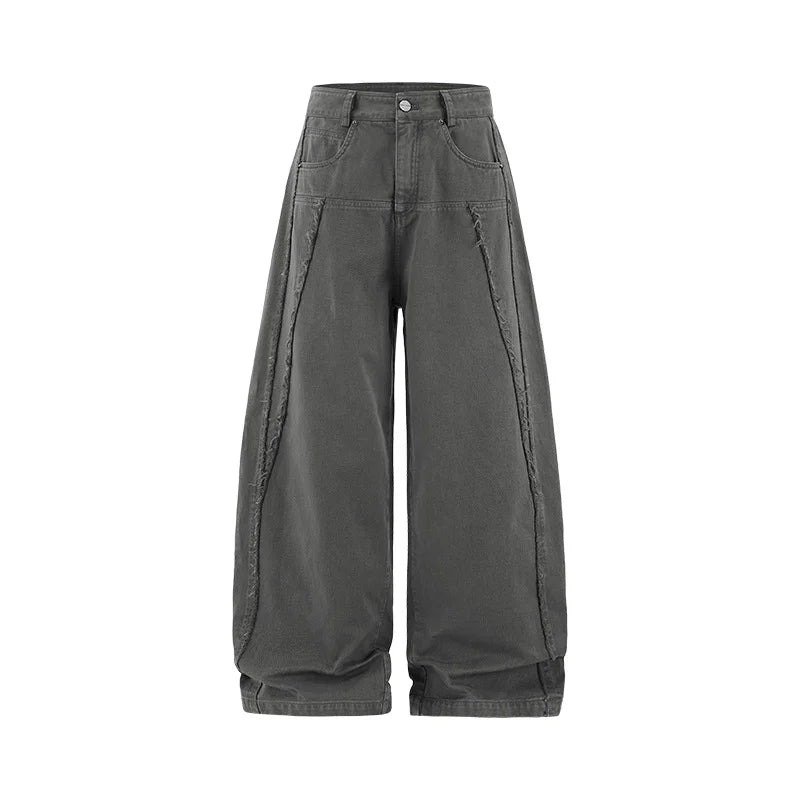 Pantalon cargo streetwear vintage délavé à détails effilochés