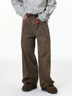 Streetwear Vintage Washed Frayed Detail Cargo Pants