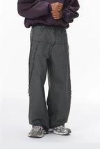 Streetwear Vintage Washed Frayed Detail Cargo Pants