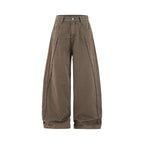 Streetwear Vintage Washed Frayed Detail Cargo Pants