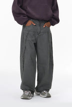 Streetwear Vintage Washed Frayed Detail Cargo Pants