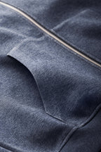 Sweat à capuche court unisexe coupe carrée avec empiècement contrastant et fermeture éclair double sens - F