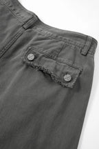 Streetwear Vintage Washed Frayed Detail Cargo Pants