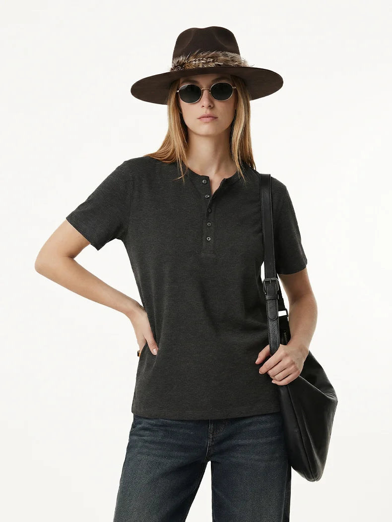 T-shirt henley femme "Old Money" Été 26