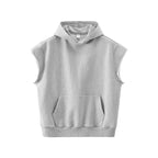 Sweat à capuche sans manches à ourlet roulé style urbain