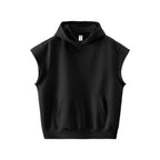 Sweat à capuche sans manches à ourlet roulé style urbain
