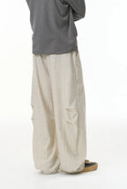 Solid Color Linen Blend Wide-Leg Pants