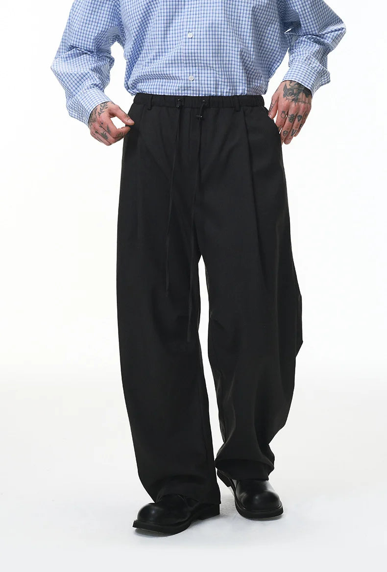 Solid Color Linen Blend Wide-Leg Pants