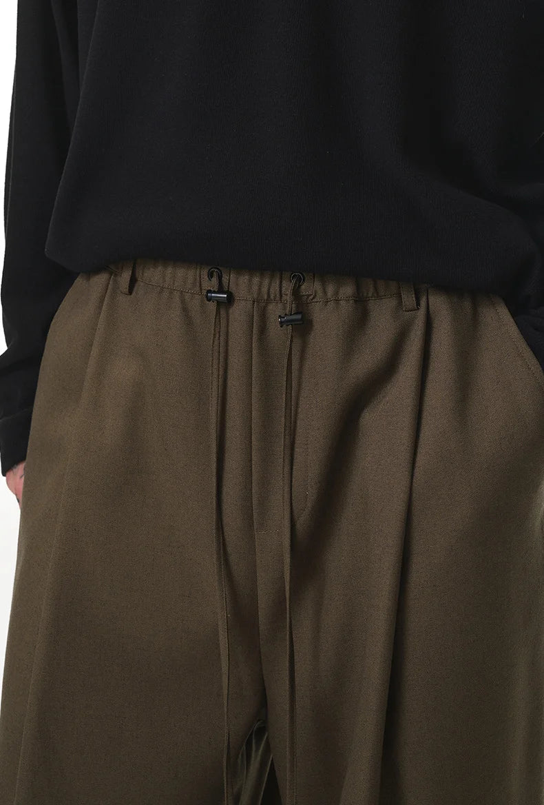 Solid Color Linen Blend Wide-Leg Pants