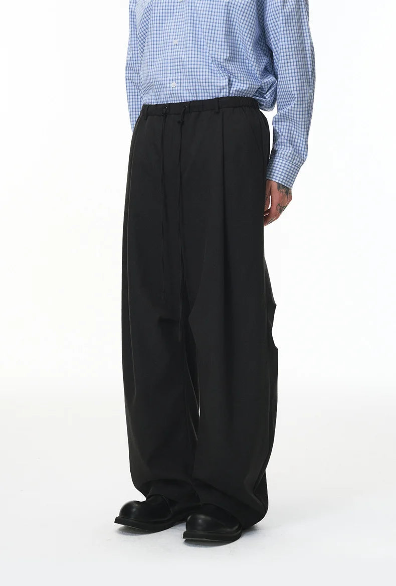 Solid Color Linen Blend Wide-Leg Pants