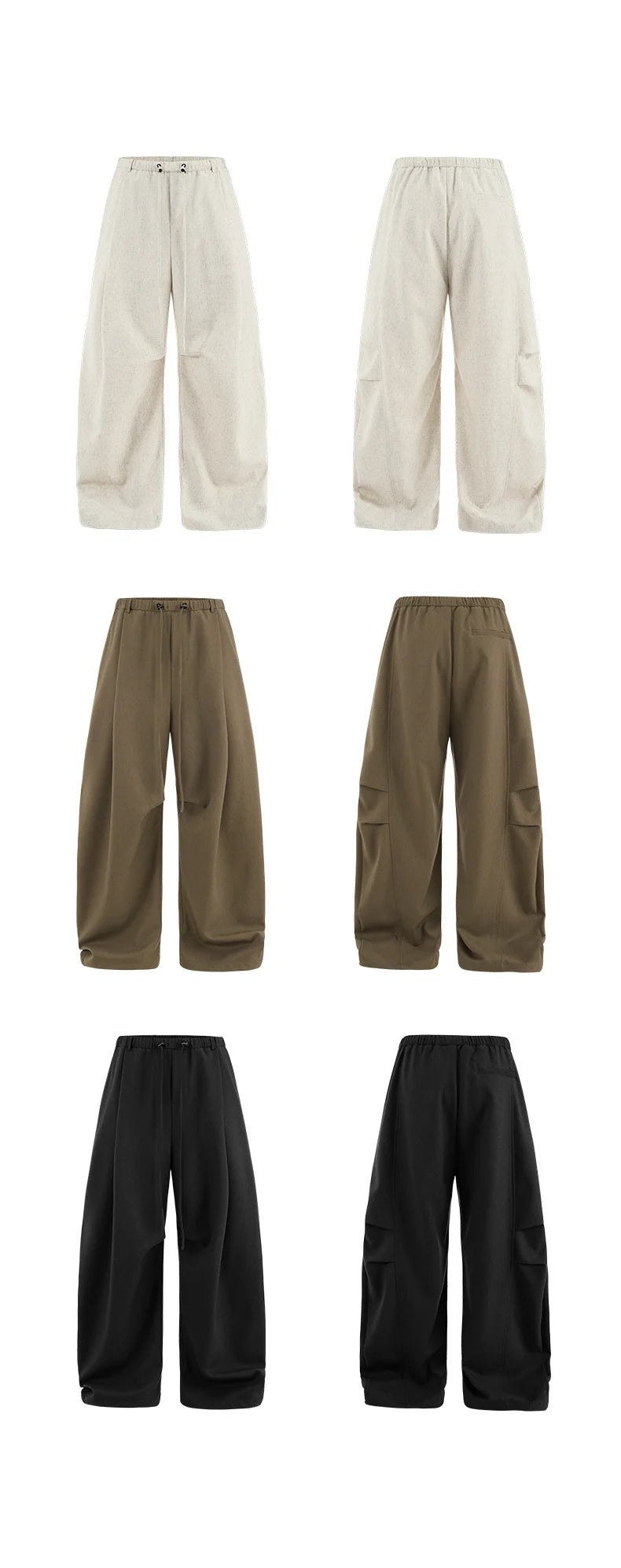 Solid Color Linen Blend Wide-Leg Pants