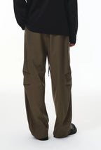 Solid Color Linen Blend Wide-Leg Pants