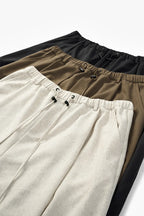 Solid Color Linen Blend Wide-Leg Pants