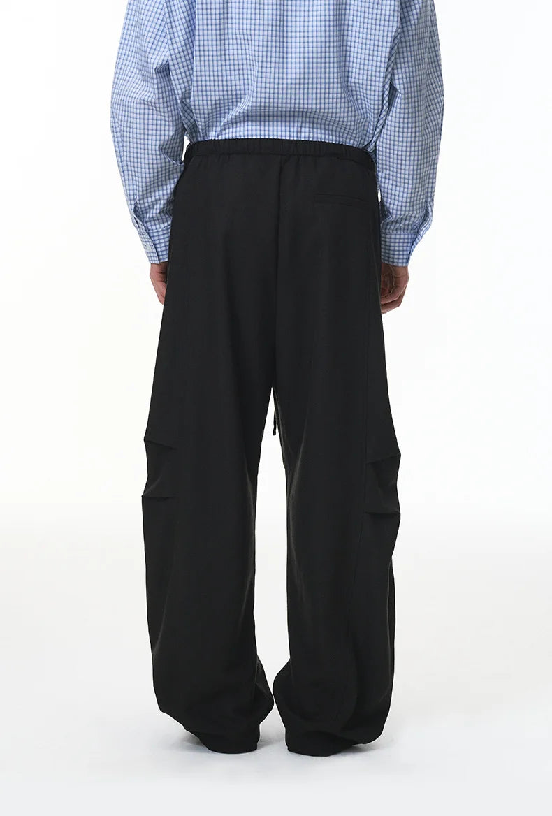 Solid Color Linen Blend Wide-Leg Pants