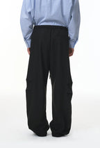 Solid Color Linen Blend Wide-Leg Pants