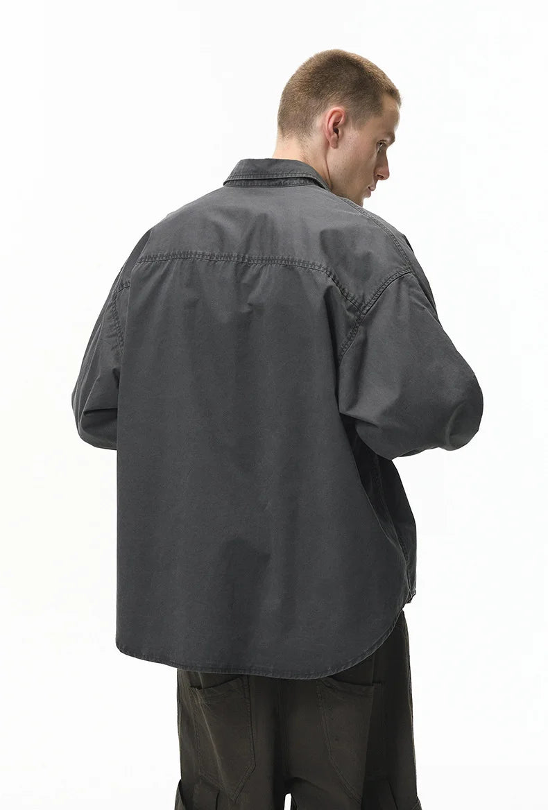 Chemise de travail en coton délavé vintage pour homme Printemps 26