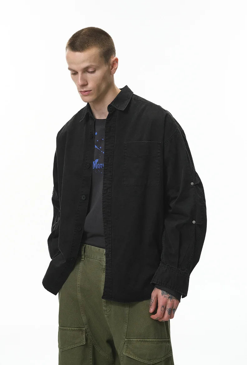 Chemise de travail en coton délavé vintage pour homme Printemps 26