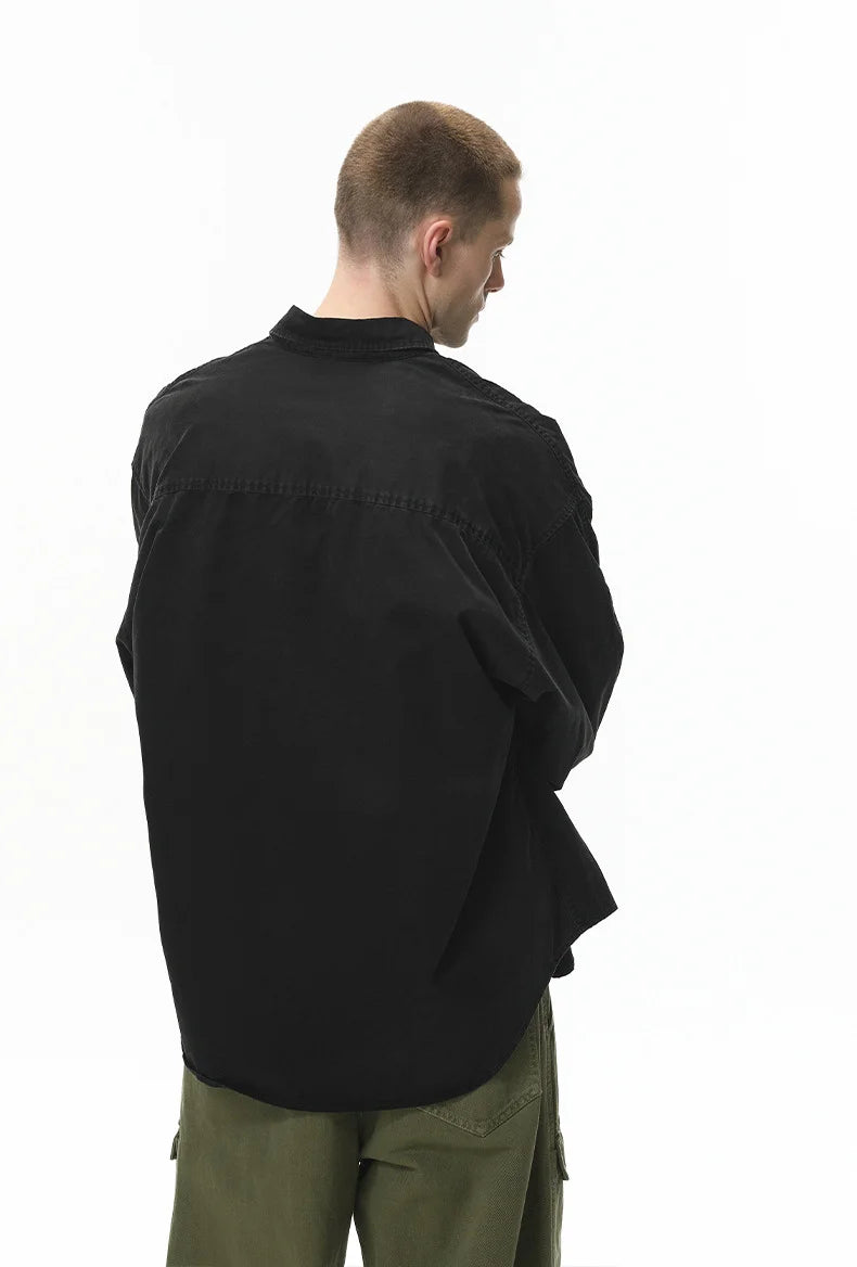 Chemise de travail en coton délavé vintage pour homme Printemps 26