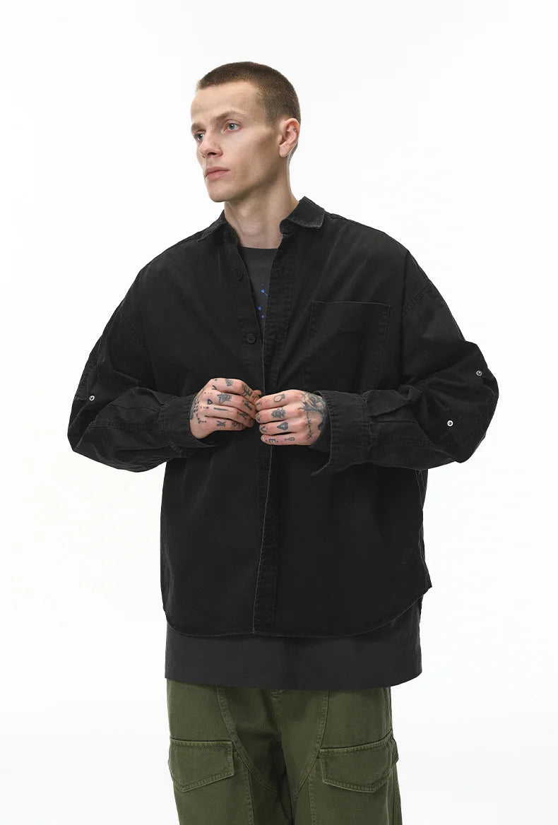 Chemise de travail en coton délavé vintage pour homme Printemps 26