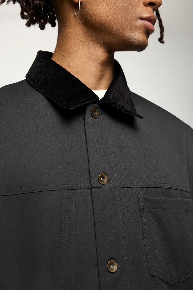 Veste en jean de travail en velours côtelé extensible pour homme