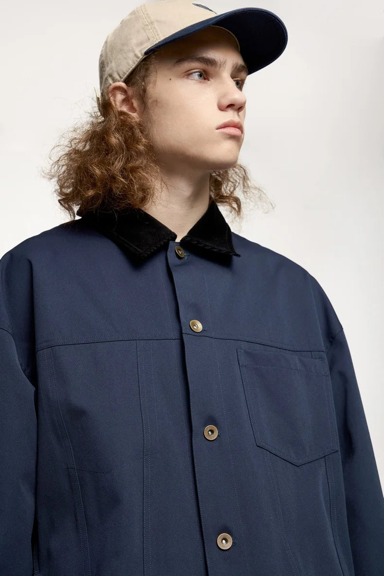 Veste en jean de travail en velours côtelé extensible pour homme